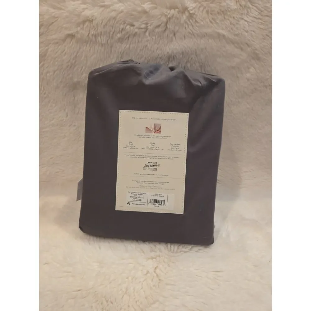 CASALUNA Temperature Balancing Sheet Set , 300 Thread Count - Dark Grey QUEEN